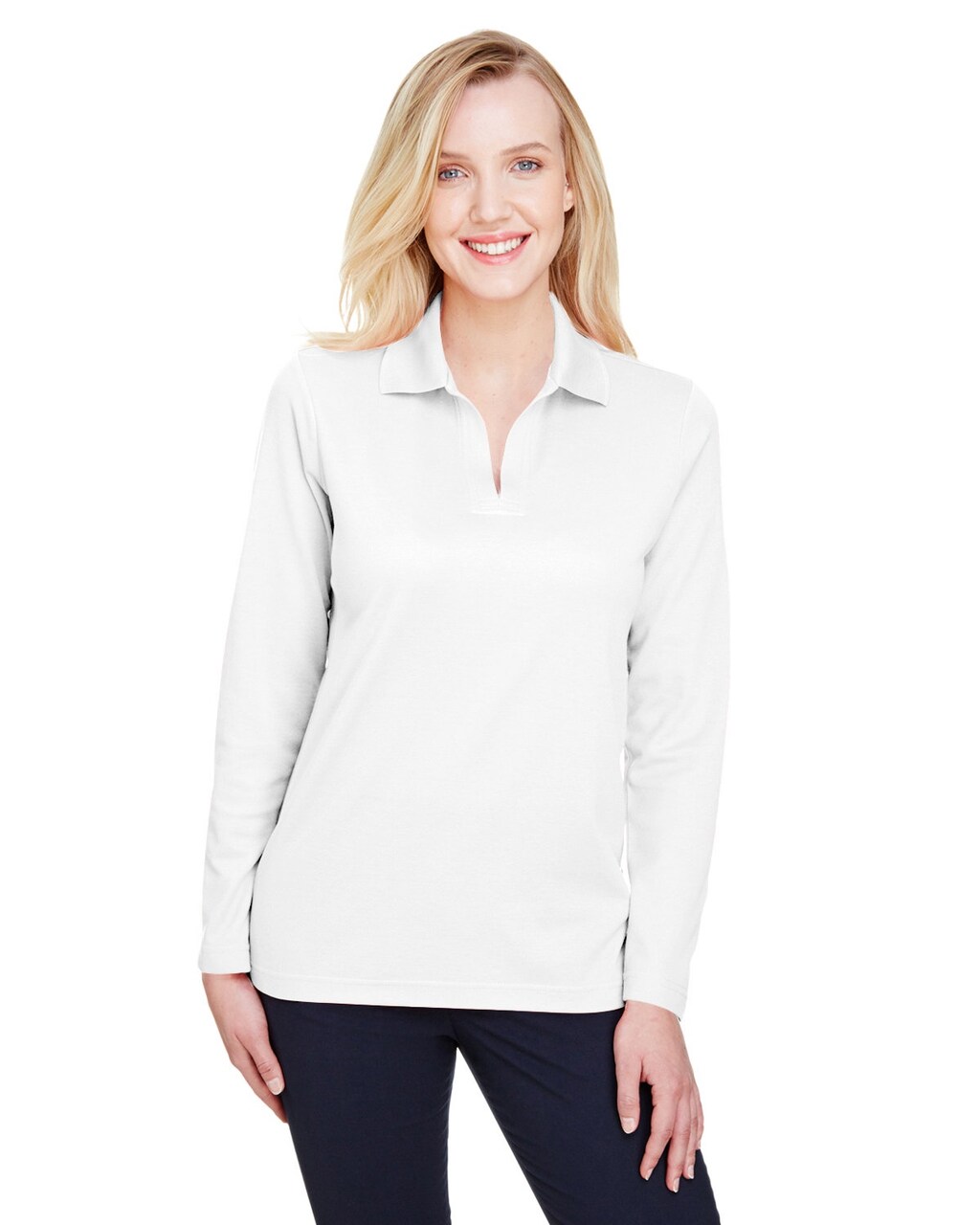 Devon & Jones® CrownLux Performance Ladies' Plaited Long Sleeve Polo